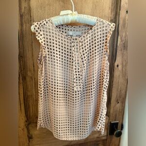 LOFT Buttoned Blouse with Mandarin Collar